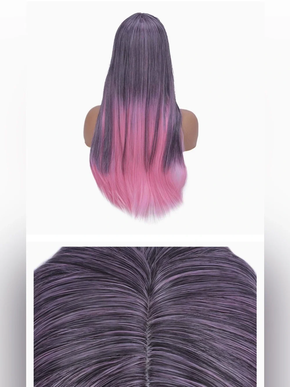 Long Straight Purple to Pink Ombre Wig - Women Hair 22” new